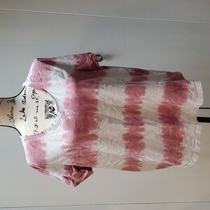 Old Navy|- Pink/ White Stripe Womens Short Sleeve Top Boho Hippie Sz.XL